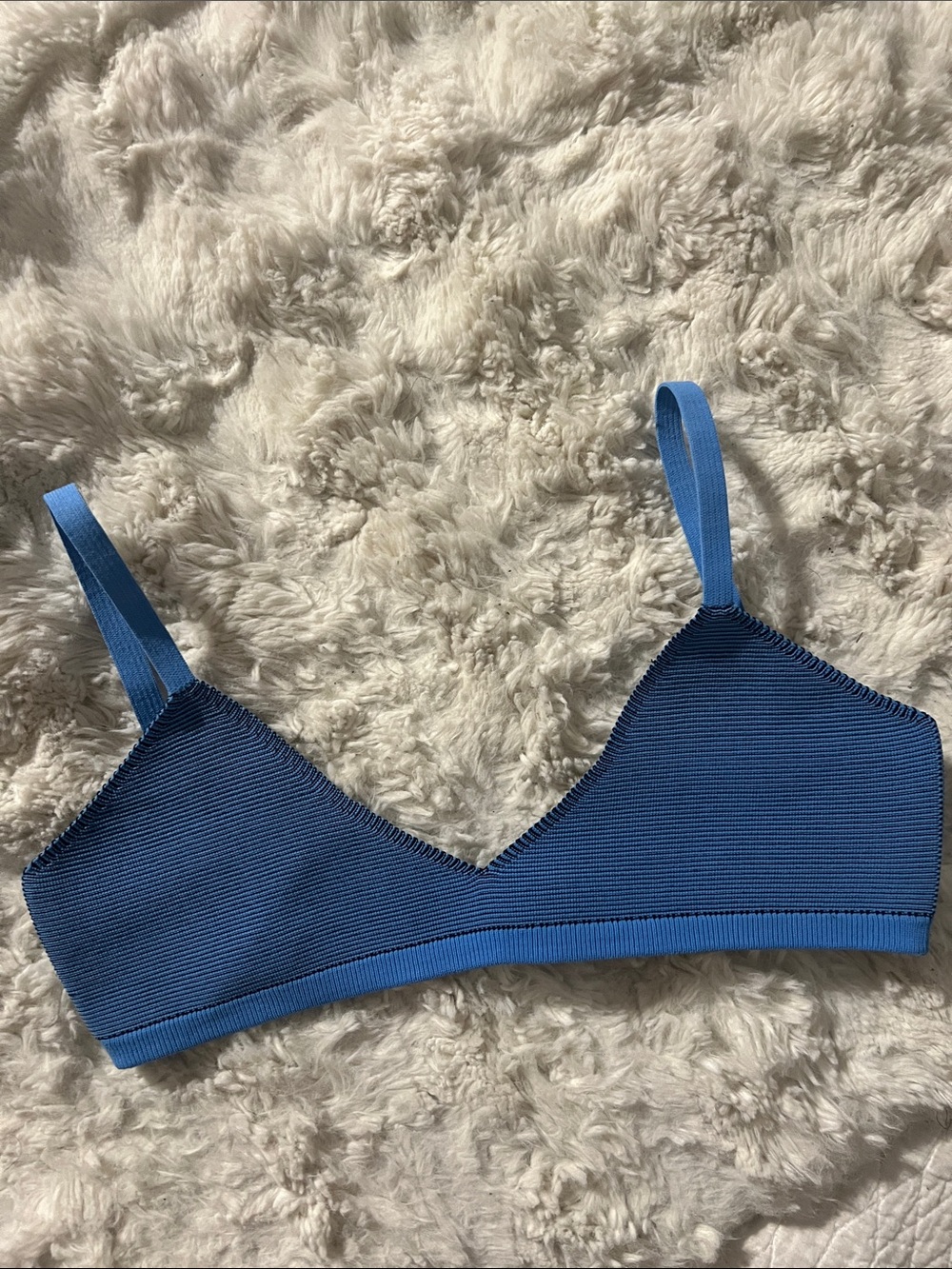 Seamless Ribbed Swim Bralette in Blue
